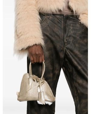 The Attico Mini Sant Ambroeus Snakeskin-Effect Asymmetric Tote Bag - Metallic