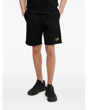 EA7 Logo-Print Shorts - Black