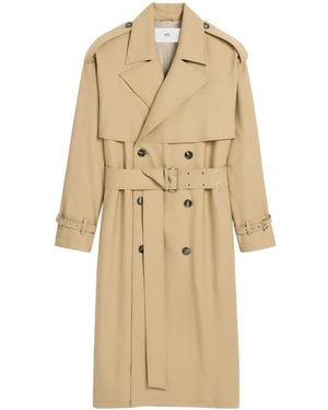 Ami Paris Gabardina Con Cinturón - Neutro