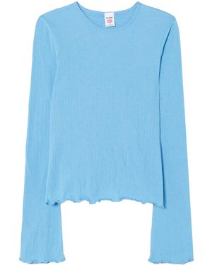 RE/DONE Bell-Sleeved Crinkled Top - Blue
