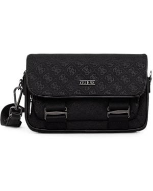 Guess Boston Logo-Jacquard Foldover Belt Bag - Black