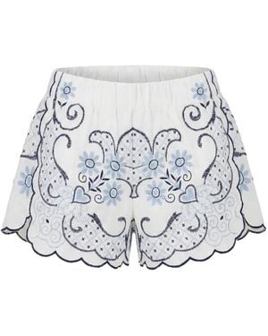 ORSINA Hearts Scallop Embroidered Shorts - White