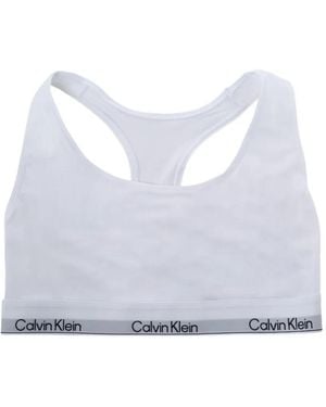 Calvin Klein Logo-Underband Racerback Bra - White