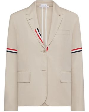 Thom Browne Unconstructed Cotton Suiting Relaxed Fit Sportcoat - Natural