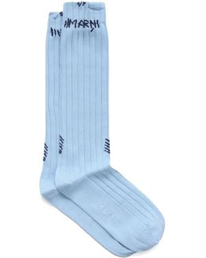 Marni Jacquard-Socken Mit Logo - Blau