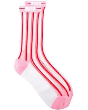 MSGM Striped Sheer Socks - Pink