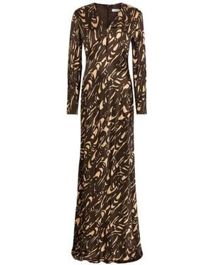 JOSEPH Adore Abstract-Print Long-Sleeve Dress - Natural