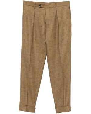 Berwich Chiaia Pleated Check Trousers - Natural