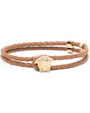 Versace La Medusa Braided Leather Bracelet - Metallic