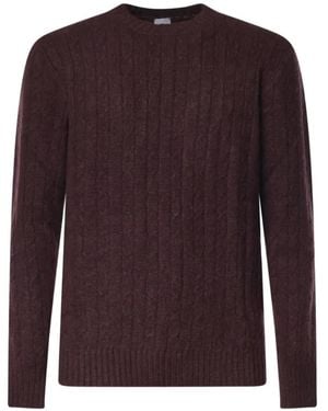 Eleventy Cable-Knit Crew-Neck Jumper - Purple