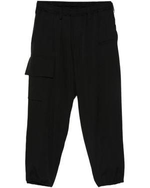Yohji Yamamoto Elasticated Wool Cargo Trousers - Black