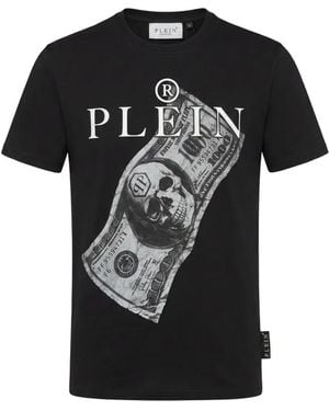 Philipp Plein Jersey T-Shirt Dollar - Black