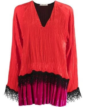 Roberto Cavalli レースディテール ベルベットドレス - レッド