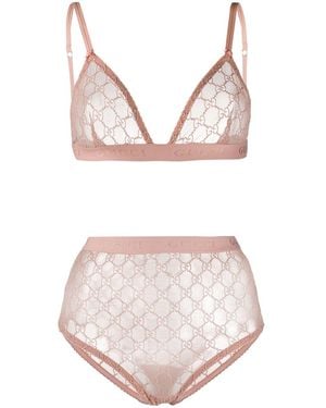 Gucci ピンク チュール GG ランジェリー セット