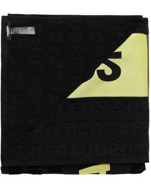 DSquared² Logo-Jacquard Beach Towel - Black