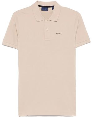 GANT Embroidered-Logo Polo Shirt - Natural