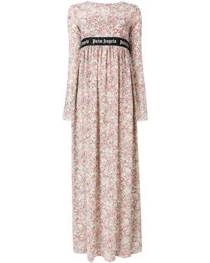 Palm Angels Floral Print Long Dress - Natural