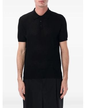 Roberto Collina Mesh-Knit Polo Shirt - Black