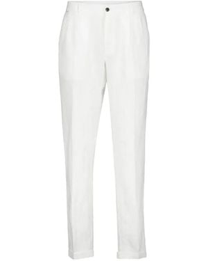 04651 Handelsgesellschaft MBH & Co. KG Pleated Linen Trousers - White