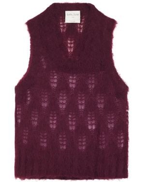 forte_forte Open-Knit Vest - Purple