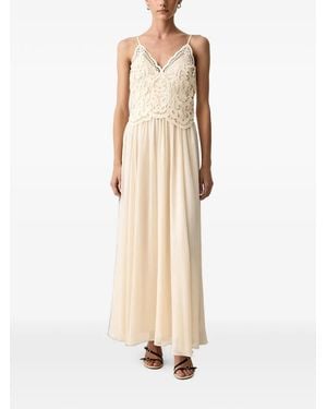 Morgan Guipure Lace-Panelled Maxi Dress - Natural