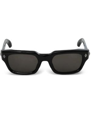Chrome Hearts Logo-Plaque Rectangle-Frame Sunglasses - Black