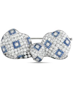 LB Exclusive Diamond sapphire bow brooch - Weiß