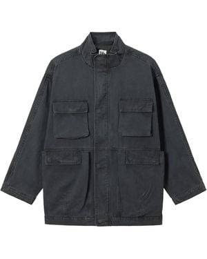 B+ AB Multiple-Pockets Cotton Military Jacket - Gray