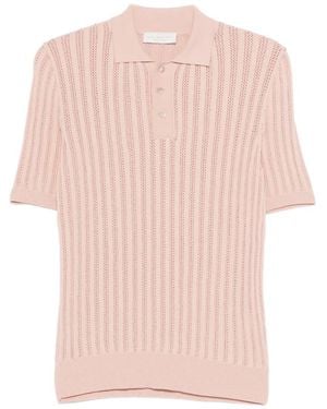 LUIGI GENTILE Open-Knit Polo Shirt - Pink