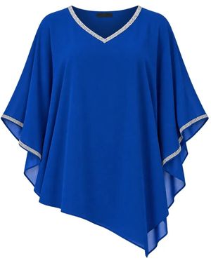 FRANK LYMAN Crystal-Embellished Asymmetric Blouse - Blue