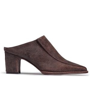 Bernardo Brynn Square-Toe Block-Heel Mules - Brown
