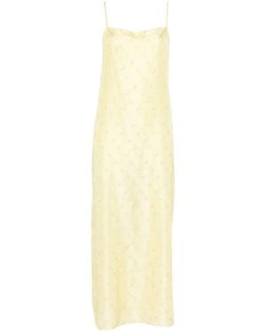 6397 Embroidered Dot Maxi Dress - White