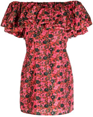 RHODE Robe Courte Vivi À Épaules Dénudées - Rouge