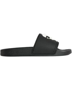 Karl Lagerfeld Logo-Embossed Slides - Black