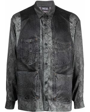DIESEL Gilliam Long-Sleeve Satin Shirt - Black
