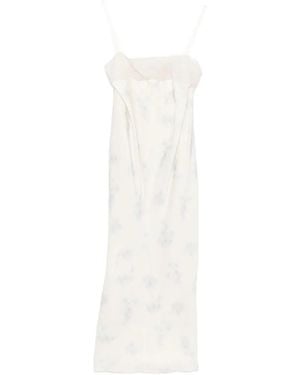 Carven Midikleid Mit Blumenprint - Weiß