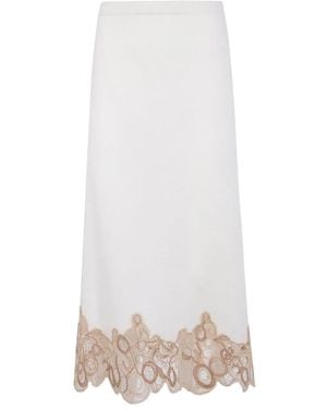 Fabiana Filippi Lace-Trimmed Wool Midi Skirt - White