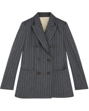 Fortela Pinstripe Double-Breasted Jacket - Gray