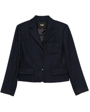 Maje Pinstriped Sequin-Embellished Blazer - Blue