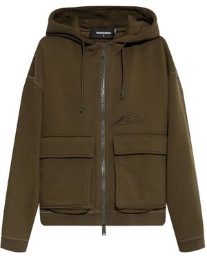 DSquared² Embroidered-Logo Hoodie - Green