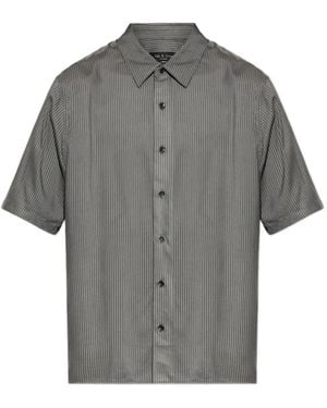 Rag & Bone Vertical-Stripe Short-Sleeve Shirt - Grey