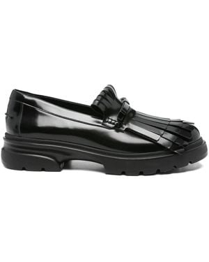 Simone Rocha Low Tracker Fringe Leather Loafers - Black