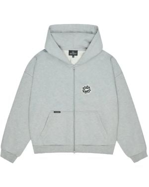 BROKEN PLANET Felpa Con Cappuccio E Zip - Grigio