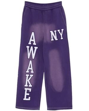 AWAKE NY Letter-Embroidered Trousers - Purple