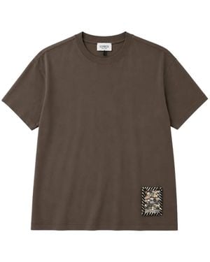 Laneus Patch-Detail T-Shirt - Brown