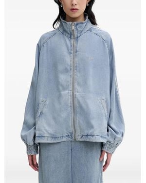 Gestuz Gzsea Logo-Embroidered Side-Stripe Jacket - Blue