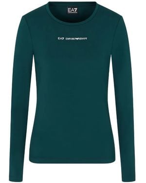 EA7 Langarmshirt Mit Logo-Print - Grün