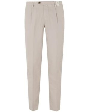 Myths Pleated-Front Tapered-Leg Trousers - Grey