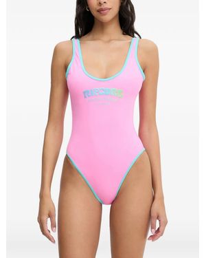 Rip Curl Surf Puff Logo-Print Scoop-Neck Swimsuit - Pink