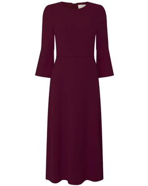 Jane Riley Flared-Sleeve Midi Dress - Purple